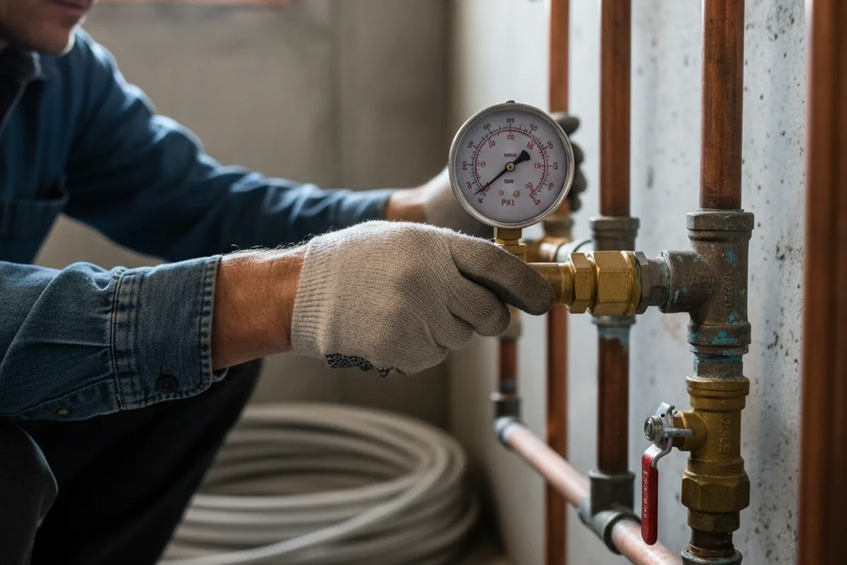 Pressure testing a repaired line during Water Line Repair in Kennedy